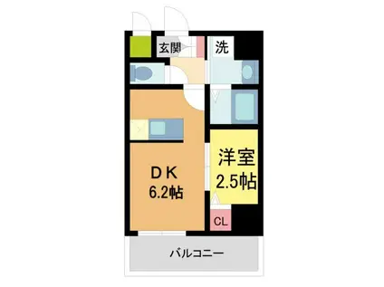 ONLYONEキセラタウン(1DK/2階)の間取り写真