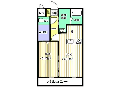 ベルンシュタイン(1LDK/1階)の間取り写真
