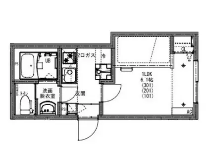 KEIAI RESIDENCE 大和田II(1K/3階)の間取り写真