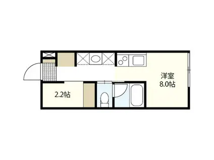 ヴィラリヴィエールII(ワンルーム/1階)の間取り写真