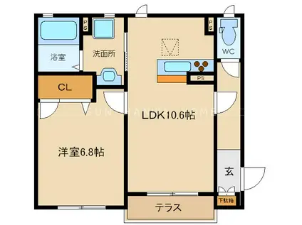 エストグランデ(1LDK/1階)の間取り写真