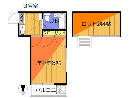 下戸田グレースハイム(1K/1階)の間取り写真