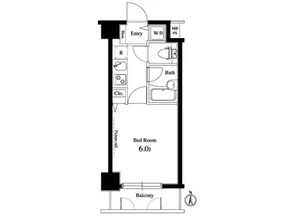 菱和パレス広尾(1K/2階)の間取り写真