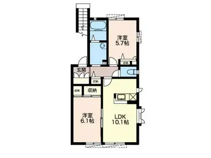 LA POIRE II(2LDK/1階)の間取り写真