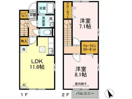 クローバーハウスB(2LDK/1階)の間取り写真