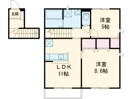 ヴィラタカツカ(2LDK/2階)の間取り写真