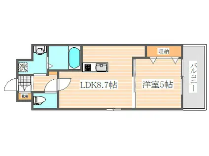 アストラル東比恵(1LDK/2階)の間取り写真
