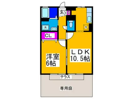 ハウスアムノルデン(1LDK/1階)の間取り写真