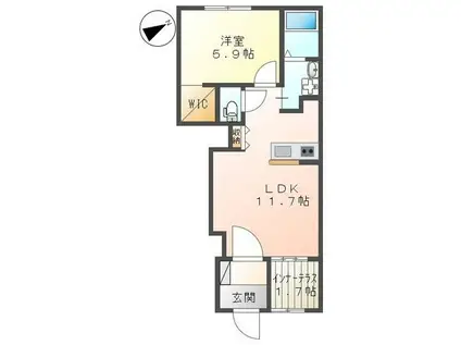 ピアチェーレ(1LDK/1階)の間取り写真