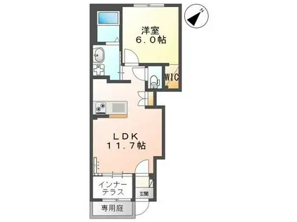 フォレストガーデン(1LDK/1階)の間取り写真