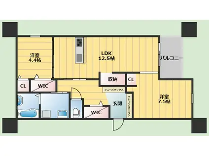 ARMOJOUR MATIN(2LDK/3階)の間取り写真