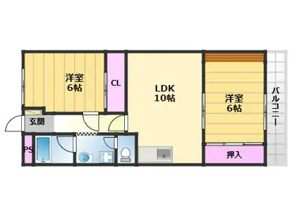 サンヒルズ光明池(2LDK/3階)の間取り写真
