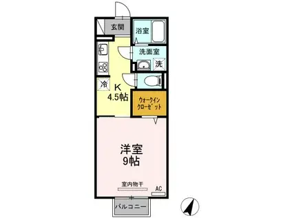 JR山陽本線 防府駅 徒歩47分 2階建 築10年(1K/2階)の間取り写真