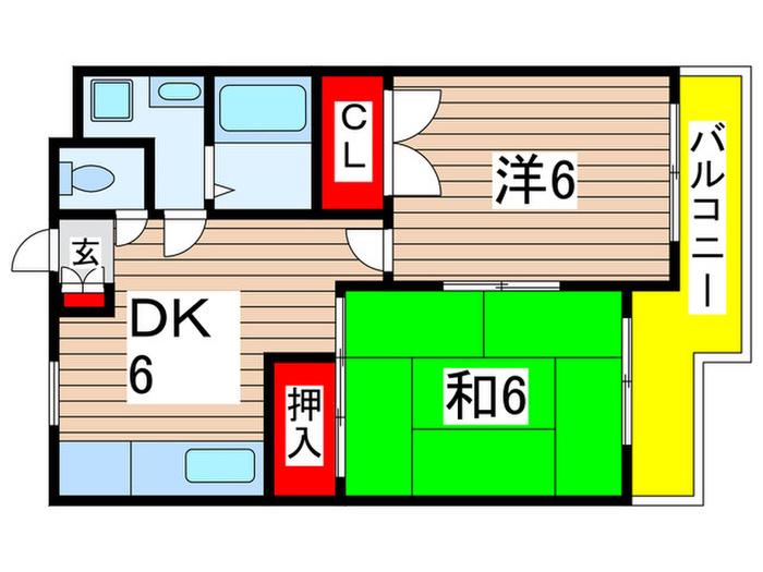 エクセレンス黒砂(2DK/2階)の間取り写真