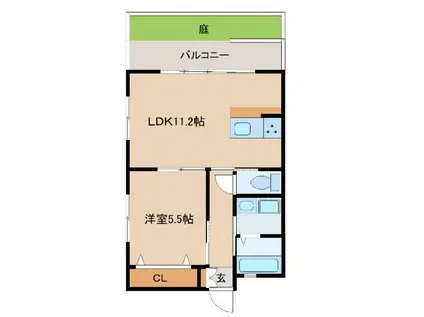 SHANGRI-LA(1LDK/1階)の間取り写真