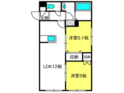 ABEILLE(2LDK/1階)の間取り写真