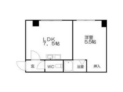 ポッシュビル南郷(1DK/2階)の間取り写真