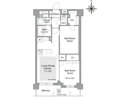 コンフォリア・リヴ文京護国寺(2LDK/4階)の間取り写真