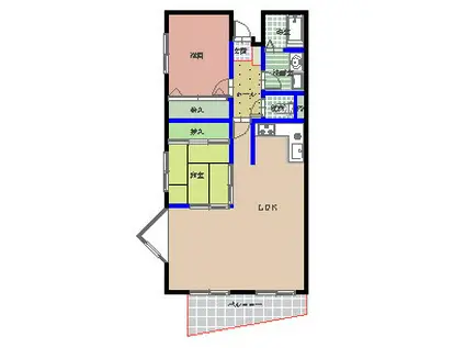 JR常磐線 赤塚駅 バス乗車時間:8分 最寄りバス停で下車 徒歩13分 4階建 築31年(2LDK/3階)の間取り写真