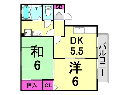 第三ハイツマツモト(2DK/2階)の間取り写真