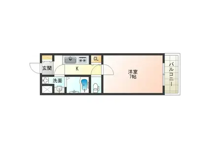 GOパレス福島(1K/6階)の間取り写真