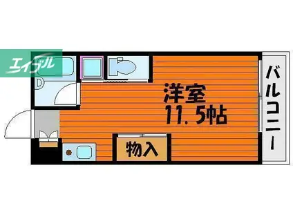 パーティアム津高(ワンルーム/2階)の間取り写真