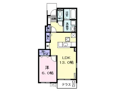 グリーン スクエア(1LDK/1階)の間取り写真