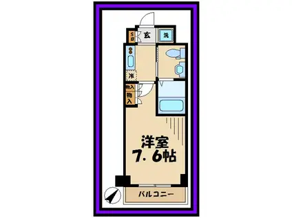 プラウドフラット登戸(1K/9階)の間取り写真