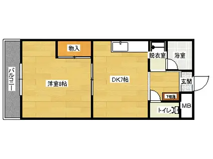 スライブ皆実(1DK/1階)の間取り写真