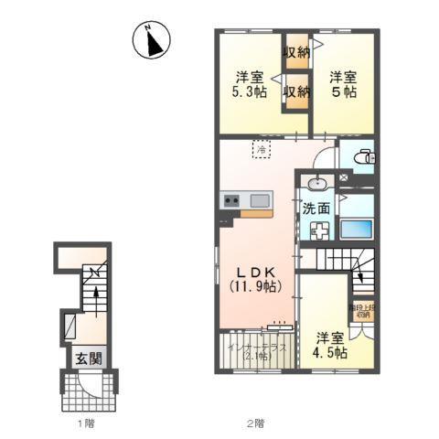 SERENO(3LDK/2階)の間取り写真