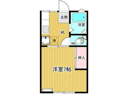 岡弥ハイツA(1K/2階)の間取り写真