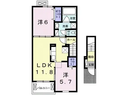 ブロマンス(2LDK/2階)の間取り写真