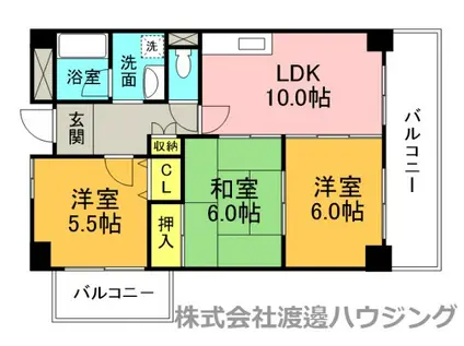 緑地シティハイツ(3LDK/1階)の間取り写真