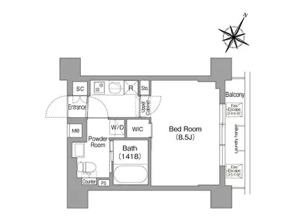 コンフォリア・リヴ新中野サウス(1K/9階)の間取り写真