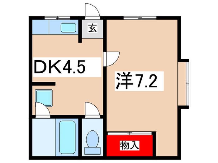 谷輪ハイツII(1DK/2階)の間取り写真