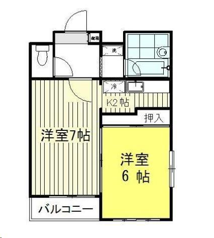プランドビル木町(2K/1階)の間取り写真