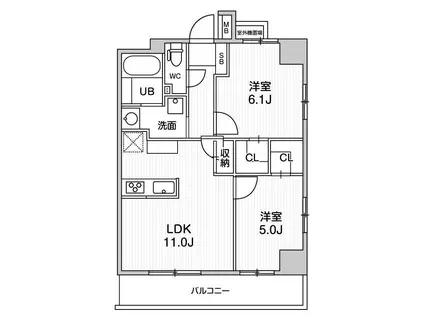 ALTERNA日暮里(2LDK/4階)の間取り写真
