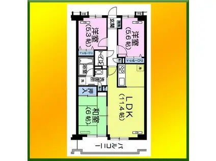 ルミエール向台(3LDK/6階)の間取り写真