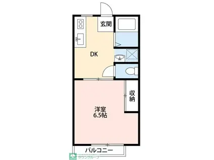 サンシティS(1DK/2階)の間取り写真