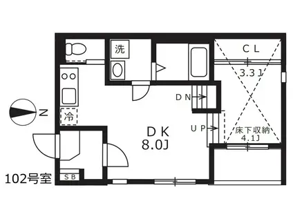 ハーモニーテラス城東町II(1DK/1階)の間取り写真