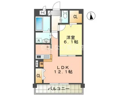 パルティール(1LDK/3階)の間取り写真
