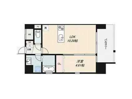 ALZA KITAHORIE(1LDK/4階)の間取り写真