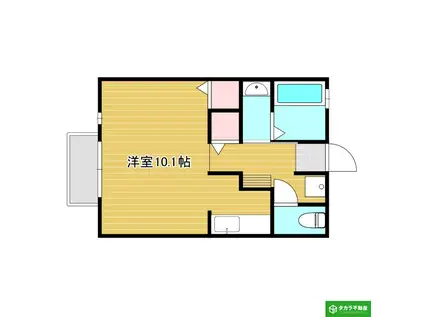 セジュール皆春(ワンルーム/1階)の間取り写真