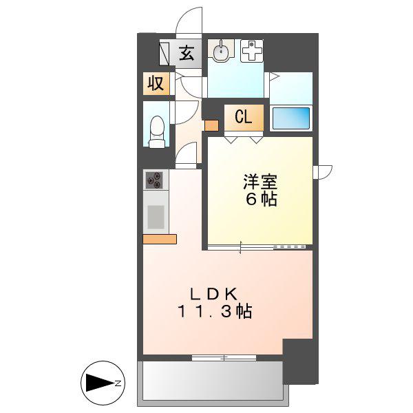 ベルデュールIII(1LDK/7階)の間取り写真