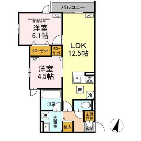 セレスティア扇VII(2LDK/1階)の間取り写真