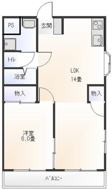 カームハイツNAWA(1LDK/2階)の間取り写真