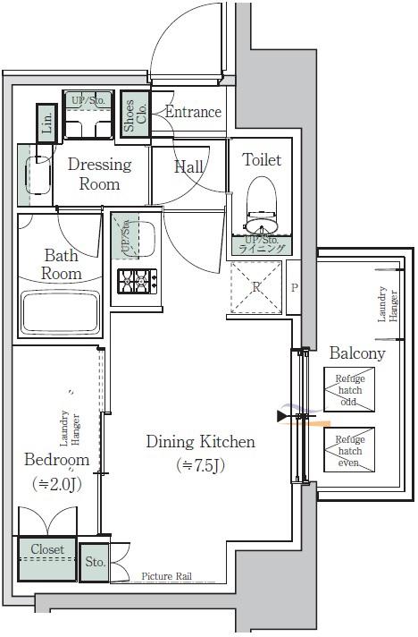 ONE ROOF RESIDENCE NISHI NIPPORI(1DK/5階)の間取り写真