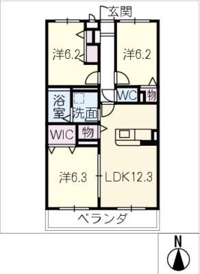 プライベート・フォレスト(3LDK/2階)の間取り写真