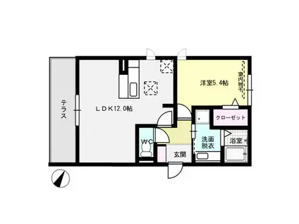 D-ROOM筑紫通弐番館(1LDK/3階)の間取り写真