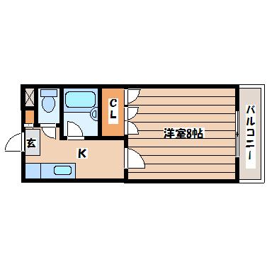 グレース鹿野(1K/1階)の間取り写真